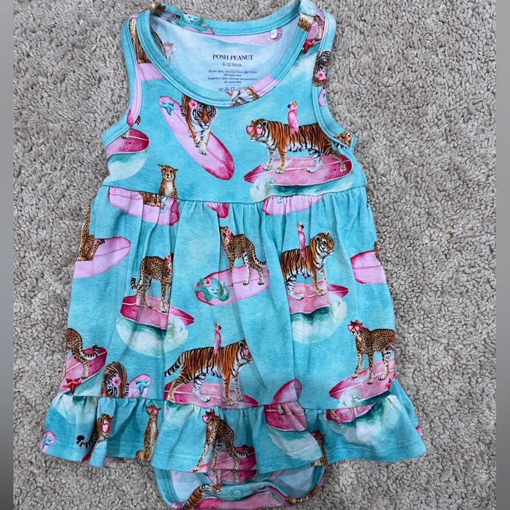 Posh Peanut Ruffled Racerback Bodysuit Dress (6-12 months)